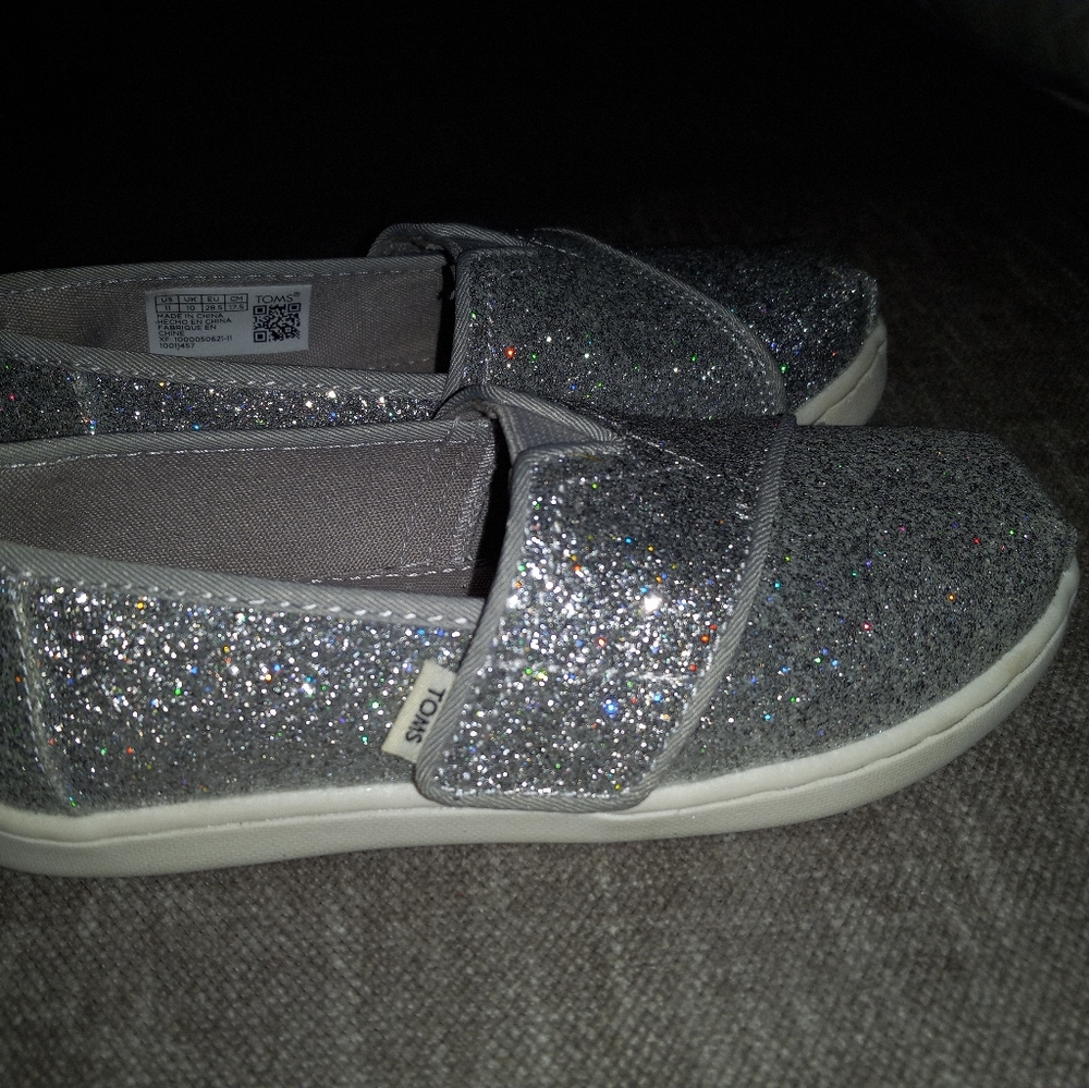 TOMS Silver Glitter Alpargata size T11